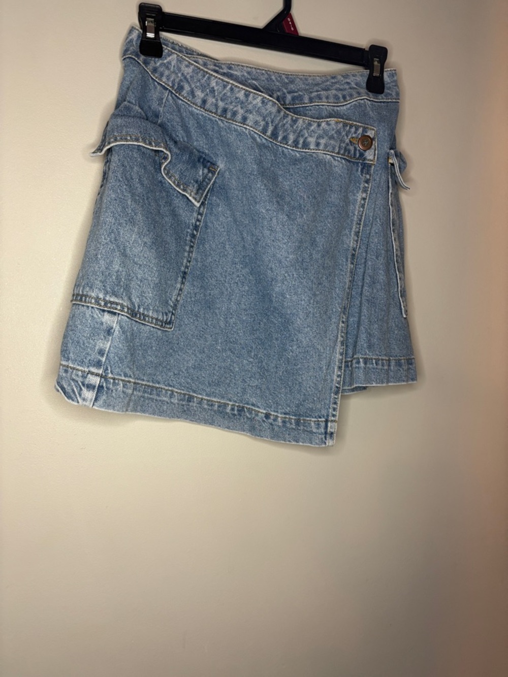 Blue Rain Light Wash Denim Wrap Skirt
